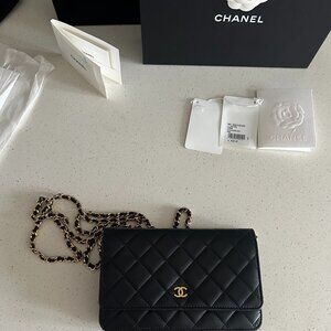 Agnea/Black Chanel WOC with GOLD hardware.
